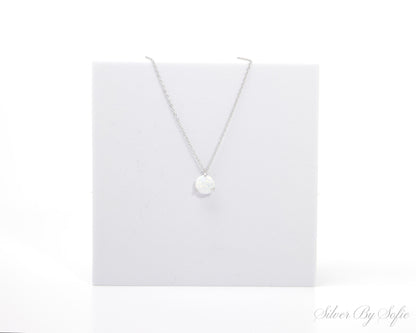 White opal sterling silver 3 prong necklace