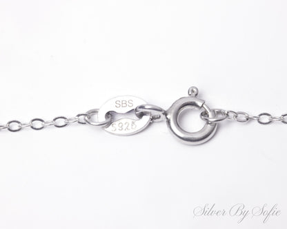 White opal sterling silver 3 prong necklace