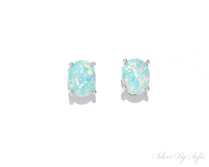 Light green opal sterling silver earrings